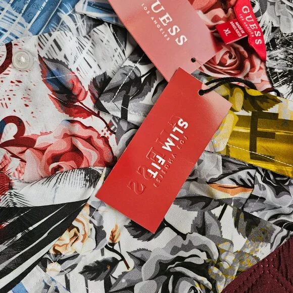 GUESS Men's Slim Fit Printed Short Sleeve MOMOKO Shirt Size XL NWT - Picture 8 of 13